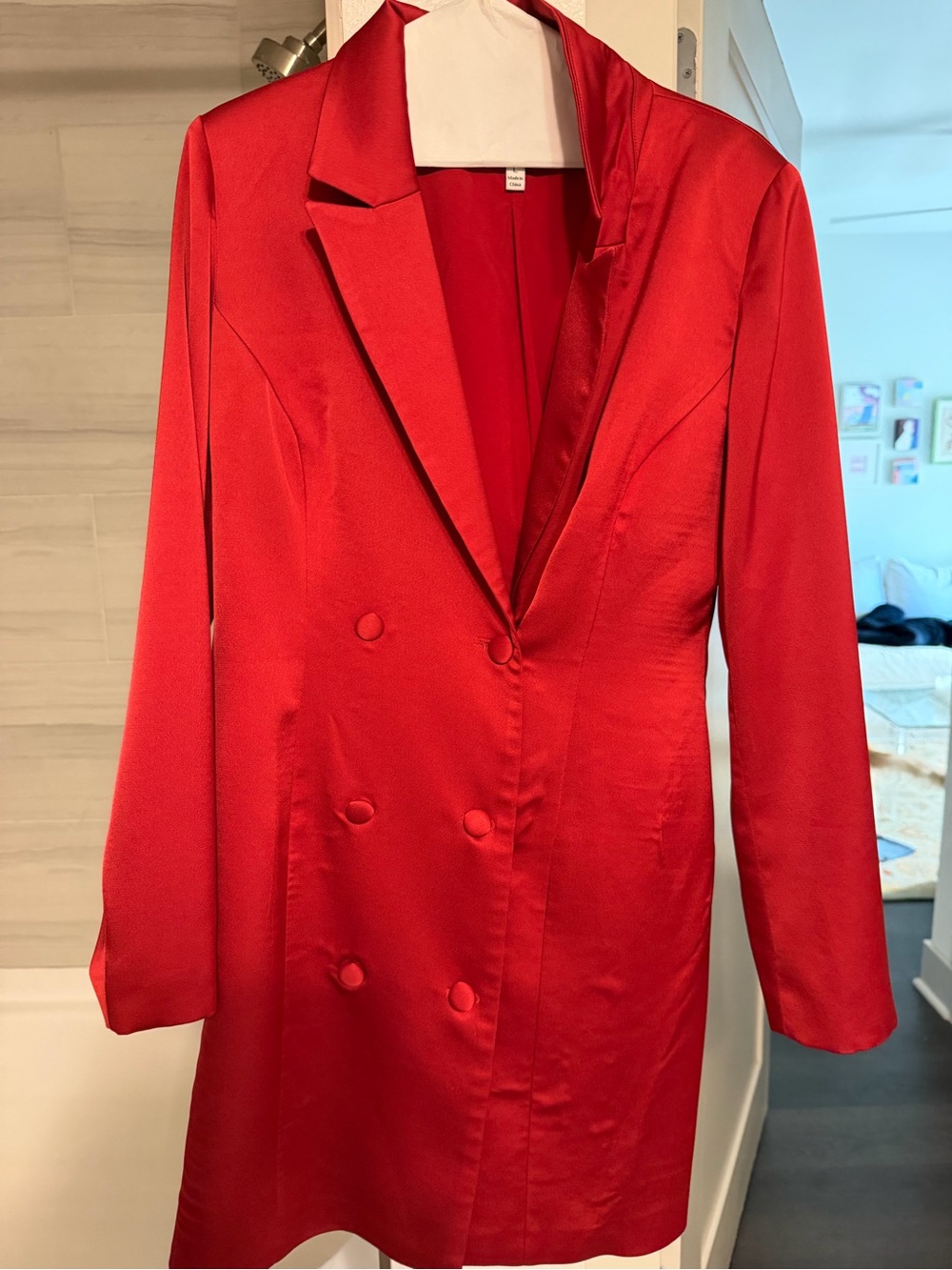 Red Double-Breasted Women's Blazer dress